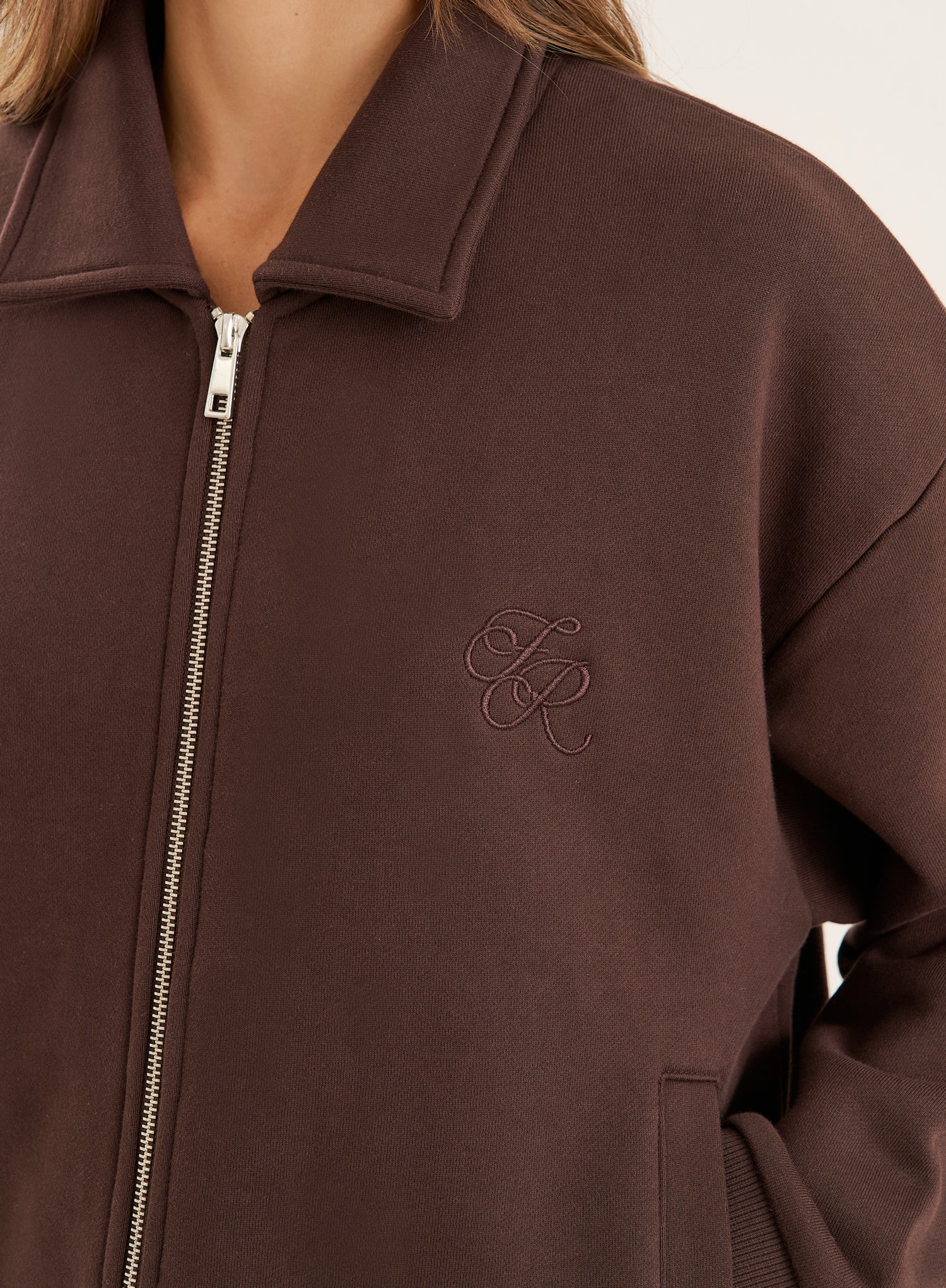 Chocolate Logo Detail Zip Bomber Jacket